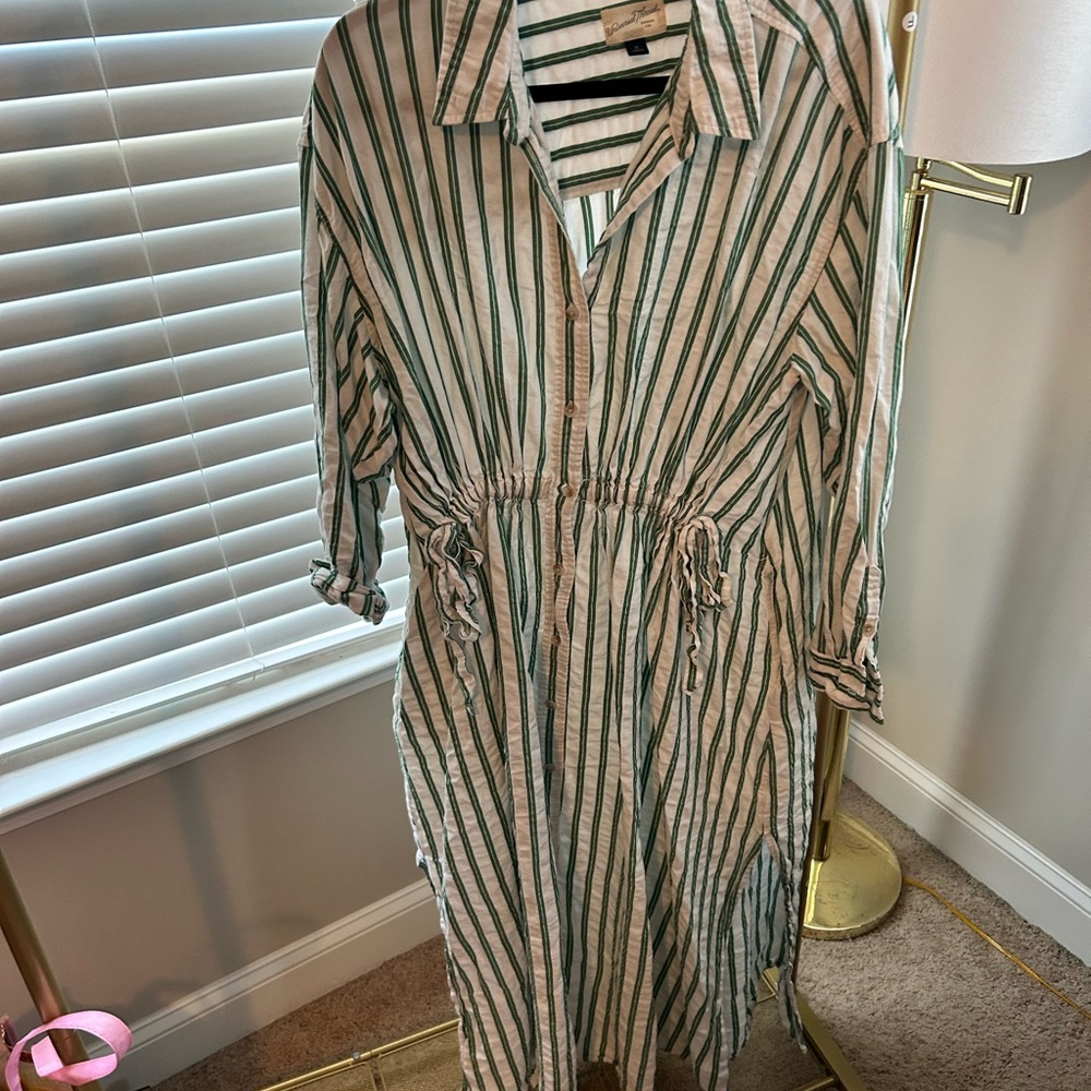 Universal Thread Green and White Striped Maxi Dress